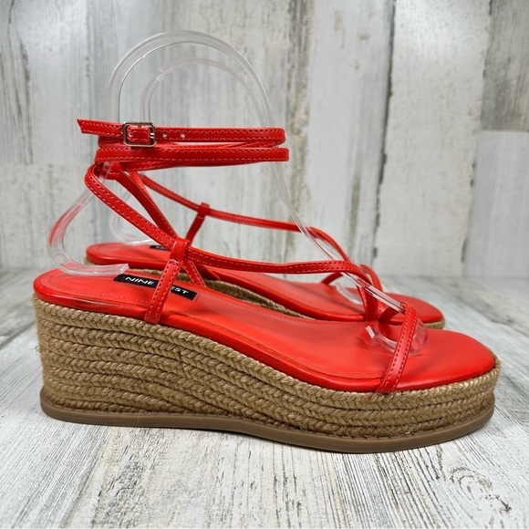 New Nine West Alexx Platform Wedge Sandal Red #840 - Picture 4 of 12